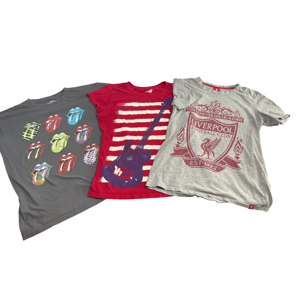 Lot of 3 for Women Graphic T Shirts Rolling Stones VH1 Guitar Liverpool Football